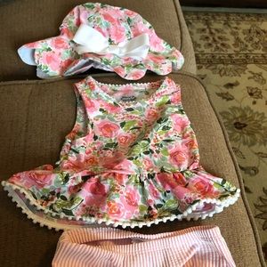 MudPie Tankini set with matching Sun hat